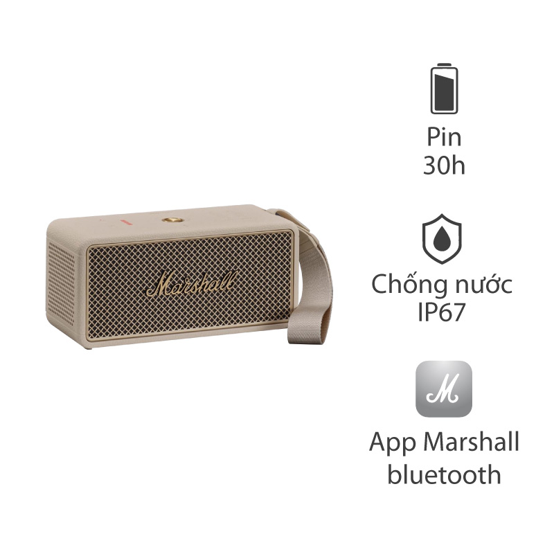 Loa Marshall Middleton 2 (II) Pin 30h, Chống Nước IP67, Bluetooth 5.3, AUX, Có Micro đàm thoại, Công suất 80W Loa Marshall Middleton 2 (II) Pin 30h, Chống Nước IP67, Bluetooth 5.3, AUX, Có Micro đàm thoại, Công suất 80W