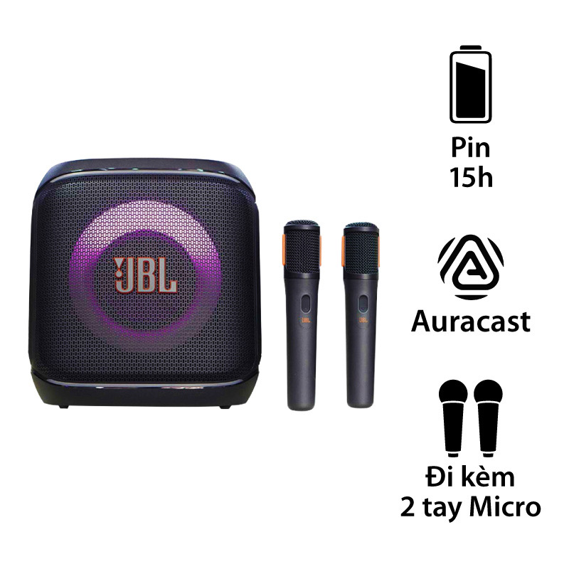 Loa JBL PartyBox Encore 2 (Mới 2025) Kèm 2 Mic, 100W RMS, Pin 15h, IPX4, AUX, USB C, Bluetooth, Auracast, App JBL PartyBox Loa JBL PartyBox Encore 2 (Mới 2025) Kèm 2 Mic, 100W RMS, Pin 15h, IPX4, AUX, USB C, Bluetooth, Auracast, App JBL PartyBox