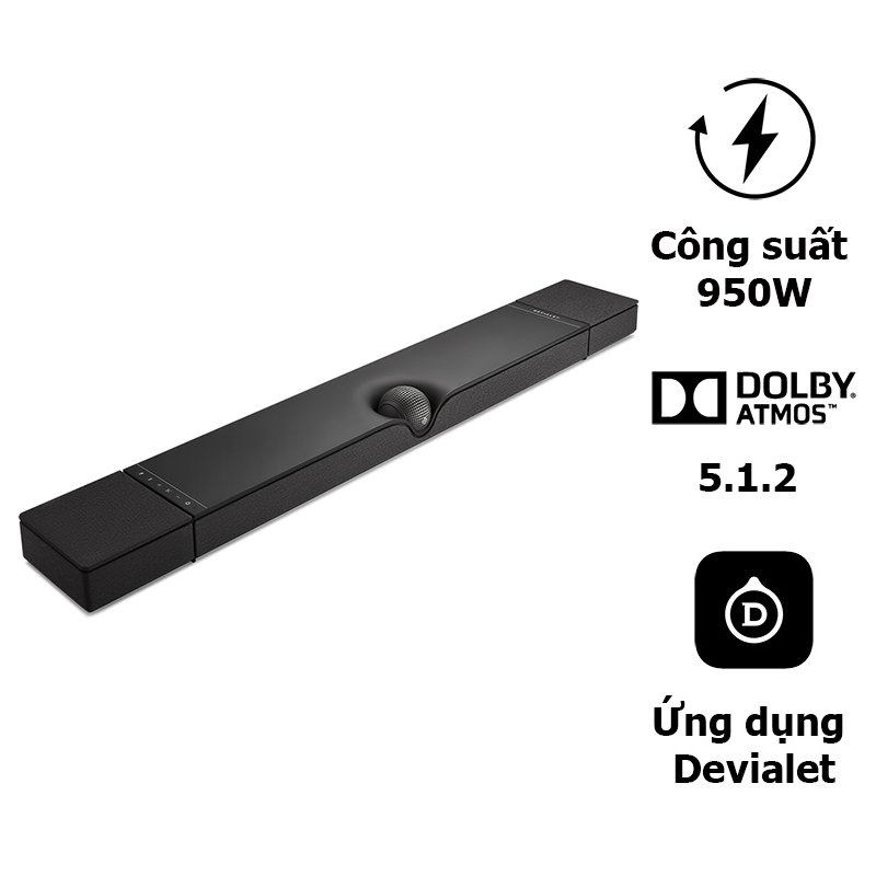 Loa soundbar Devialet Dione, Công suất 950W, HDMI eARC, Optical, TOSLINK, AirPlay 2, Spotify Connect, Bluetooth 5.0, UPnP, Wifi Loa soundbar Devialet Dione, Công suất 950W, HDMI eARC, Optical, TOSLINK, AirPlay 2, Spotify Connect, Bluetooth 5.0, UPnP, Wifi
