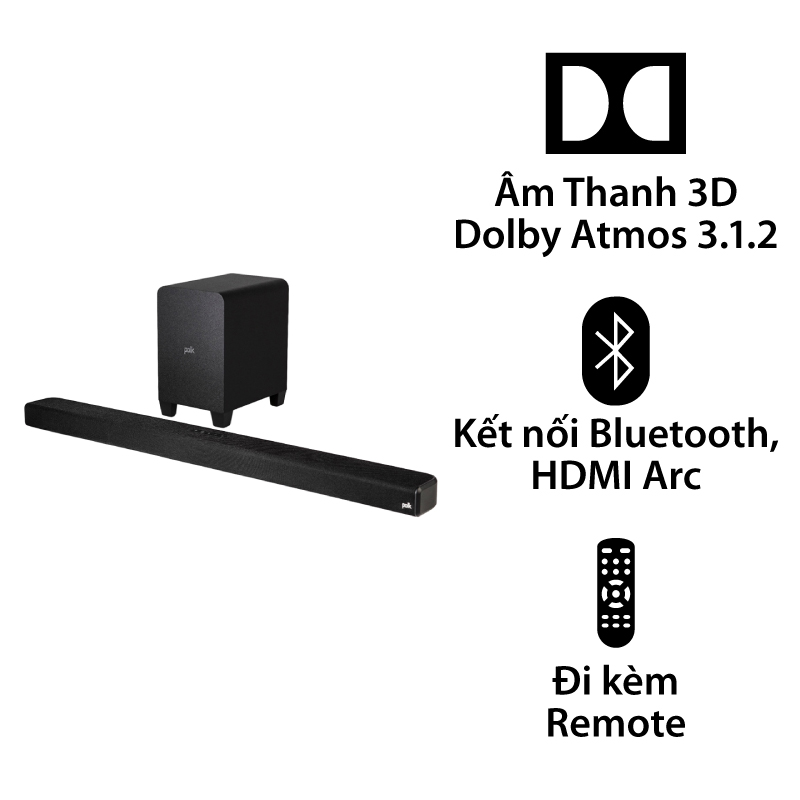 Loa Soundbar Polk Signa S4, Âm Thanh 3D Dolby Atmos, AUX, Bluetooth, USB, HDMI eARC, Optical, Có Remote Loa Soundbar Polk Signa S4, Âm Thanh 3D Dolby Atmos, AUX, Bluetooth, USB, HDMI eARC, Optical, Có Remote